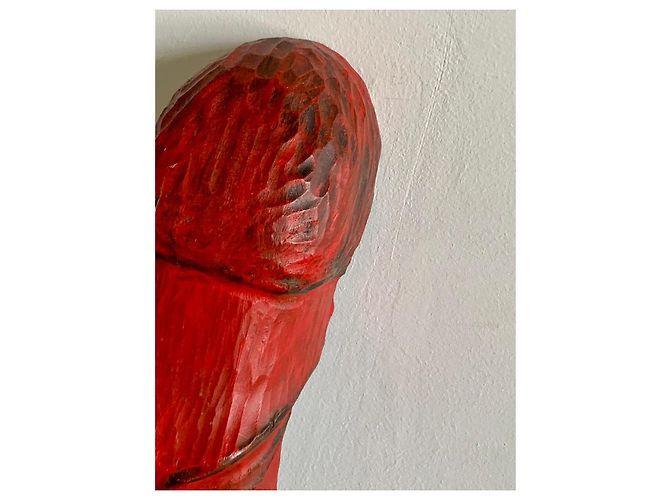 Autre Marque Jean PONS Sculpture Totem Bois Sculpté Polychrome Noir Rouge - vue 12