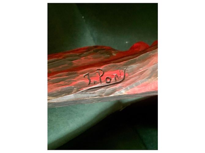 Autre Marque Jean PONS Sculpture Totem Bois Sculpté Polychrome Noir Rouge - vue 13