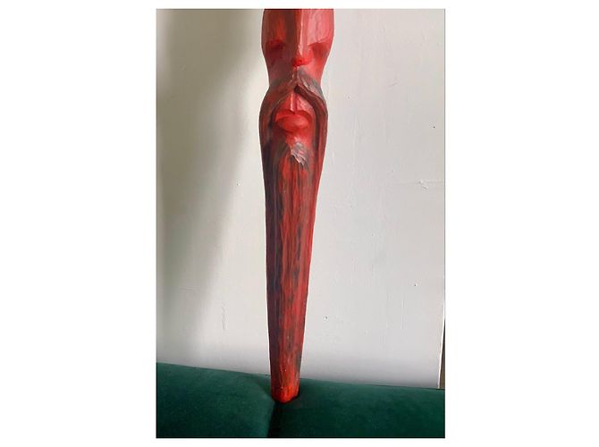 Autre Marque Jean PONS Sculpture Totem Bois Sculpté Polychrome Noir Rouge - vue 2