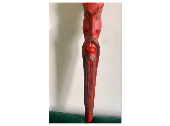 Autre Marque Jean PONS Sculpture Totem Bois Sculpté Polychrome Noir Rouge - vue 5