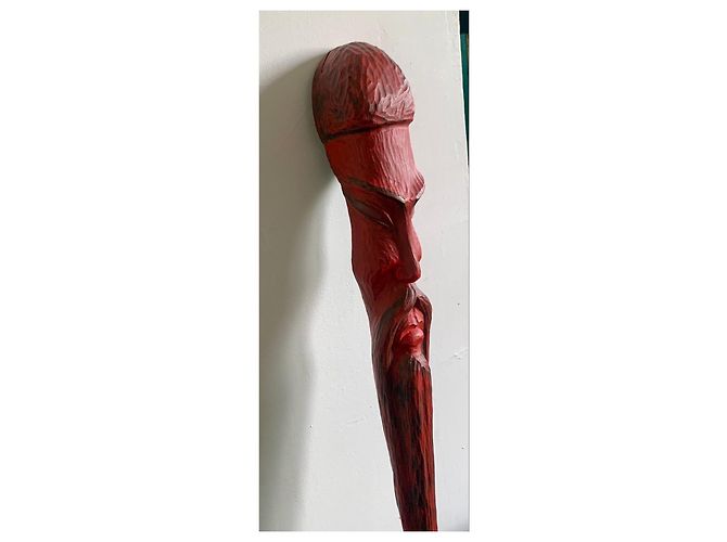 Autre Marque Jean PONS Sculpture Totem Bois Sculpté Polychrome Noir Rouge - vue 6