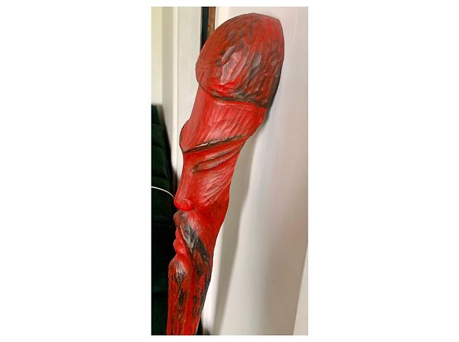 Autre Marque Jean PONS Sculpture Totem Bois Sculpté Polychrome Noir Rouge - vue 7