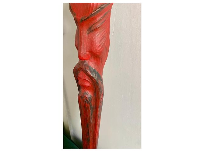 Autre Marque Jean PONS Sculpture Totem Bois Sculpté Polychrome Noir Rouge - vue 8