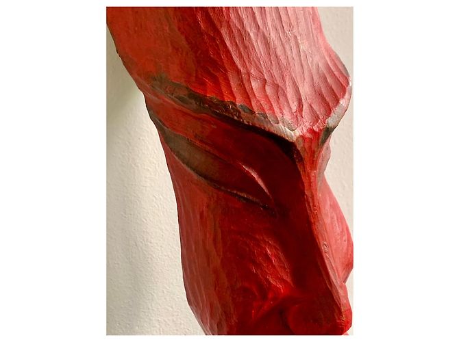 Autre Marque Jean PONS Sculpture Totem Bois Sculpté Polychrome Noir Rouge - vue 9