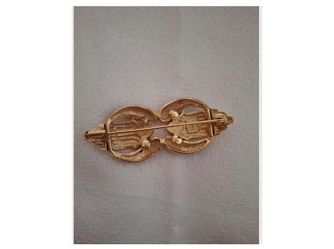 Guy Laroche Vergoldete Brosche Anhänger Auberginenemaille Golden Lila - Ansicht 5