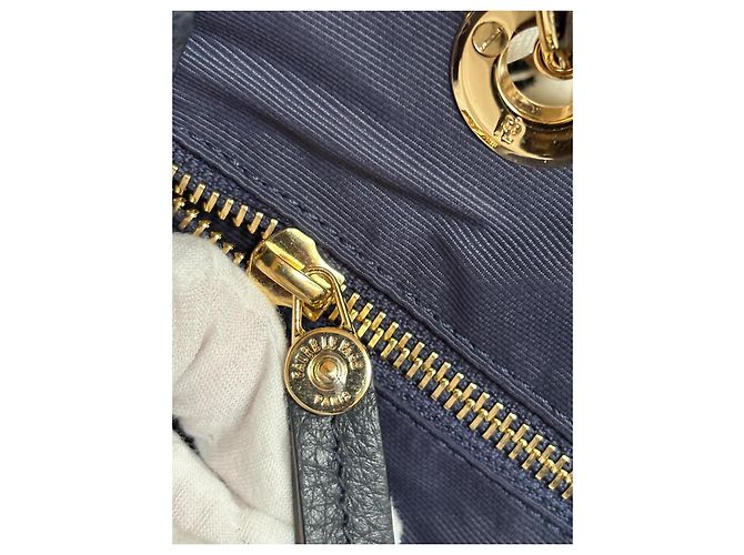 Fauré Le Page SagaCity 31 Blau Jacquard & Leder Handtasche Gelb Marineblau Dunkelblau - Ansicht 10