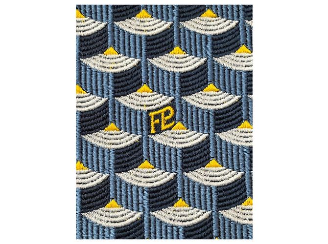 Fauré Le Page SagaCity 31 Blau Jacquard & Leder Handtasche Gelb Marineblau Dunkelblau - Ansicht 11