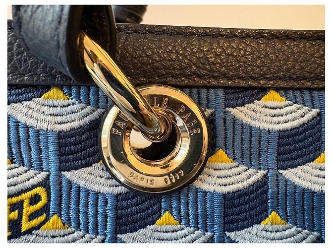 Fauré Le Page SagaCity 31 Blau Jacquard & Leder Handtasche Gelb Marineblau Dunkelblau - Ansicht 13