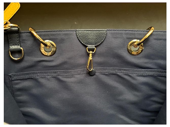 Fauré Le Page SagaCity 31 Blau Jacquard & Leder Handtasche Gelb Marineblau Dunkelblau - Ansicht 6