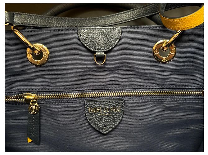 Fauré Le Page SagaCity 31 Blau Jacquard & Leder Handtasche Gelb Marineblau Dunkelblau - Ansicht 8