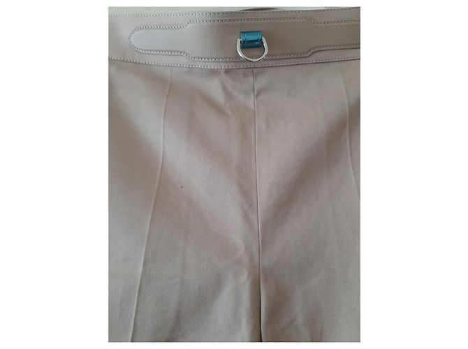 Pantalone Hermès Cotone e Pelle Beige - vista 2