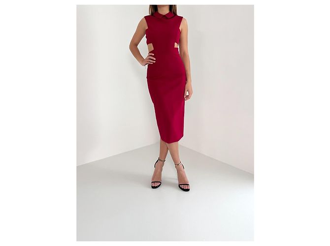 Autre Marque Cushnie et Ochs Rotes Skulpturales Midi-Kleid - Ansicht 2