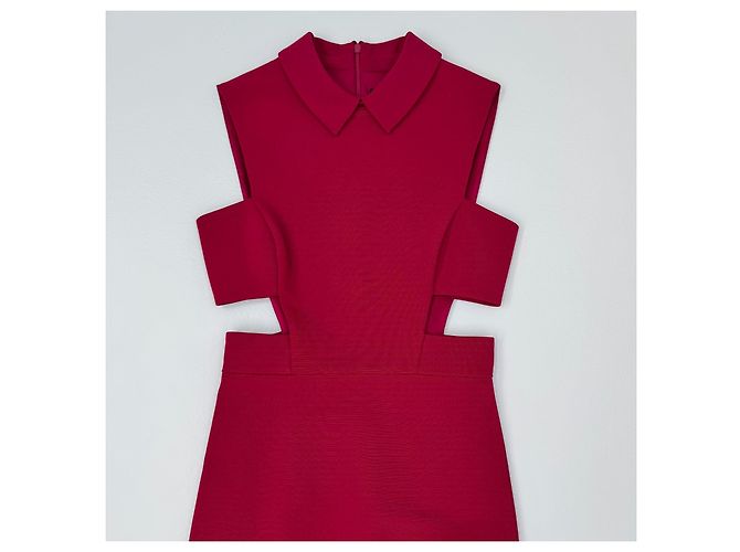 Autre Marque Cushnie et Ochs Rotes Skulpturales Midi-Kleid - Ansicht 4