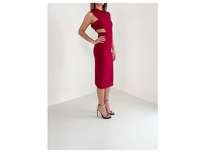 Autre Marque Cushnie et Ochs Rotes Skulpturales Midi-Kleid - Ansicht 5