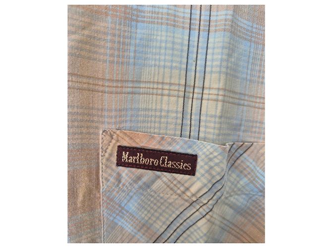 Autre Marque Marlboro Classics Camicia a Quadri Uomo Blu e Beige Marrone chiaro Blu chiaro - vista 2