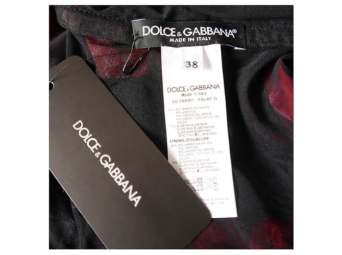 Schwarz gemustertes Midi-Kleid aus gerafftem Mesh von Dolce & Gabbana Rot - Ansicht 6