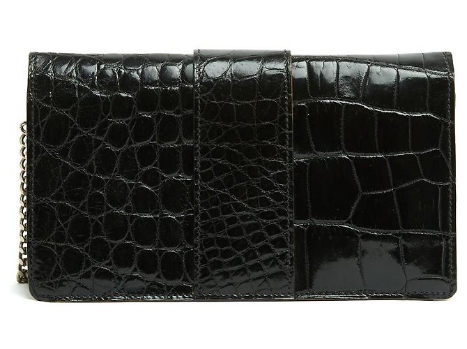 Autre Marque Borsa a Spalla Clutch Non Firmata 1995s in Pelle Preziosa Nera Nero - vista 3