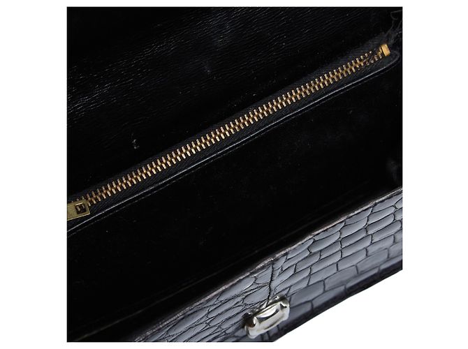 Autre Marque Borsa a Spalla Clutch Non Firmata 1995s in Pelle Preziosa Nera Nero - vista 5