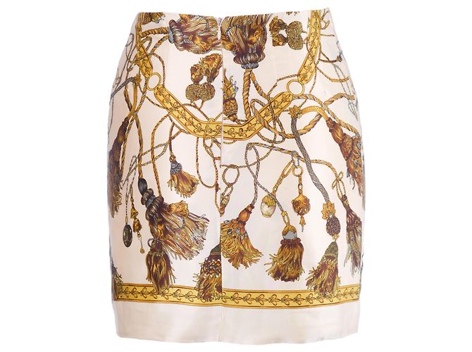 Autre Marque Falda de seda Oxygene con estampado de borlas barrocas Castaño - vista 3