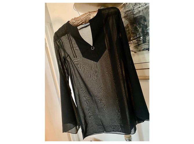 Túnica Paco Rabanne Voile de Algodón Negro - vista 3