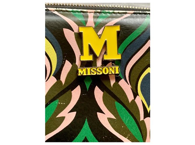 Missoni Flame Chevron Pattern Leather Wallet Black Pink Multiple colors Green Yellow - view 4