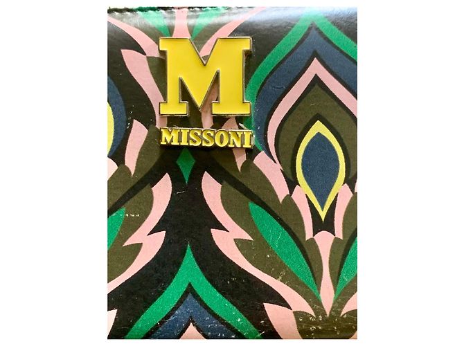 Missoni Flame Chevron Pattern Leather Wallet Black Pink Multiple colors Green Yellow - view 5