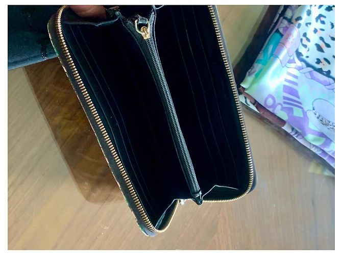 Missoni Flame Chevron Pattern Leather Wallet Black Pink Multiple colors Green Yellow - view 6