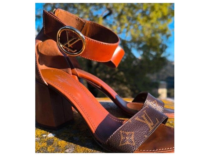 Louis Vuitton Sandali con Tacco Monogram Marrone - vista 10