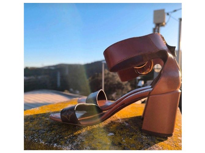 Louis Vuitton Sandali con Tacco Monogram Marrone - vista 11