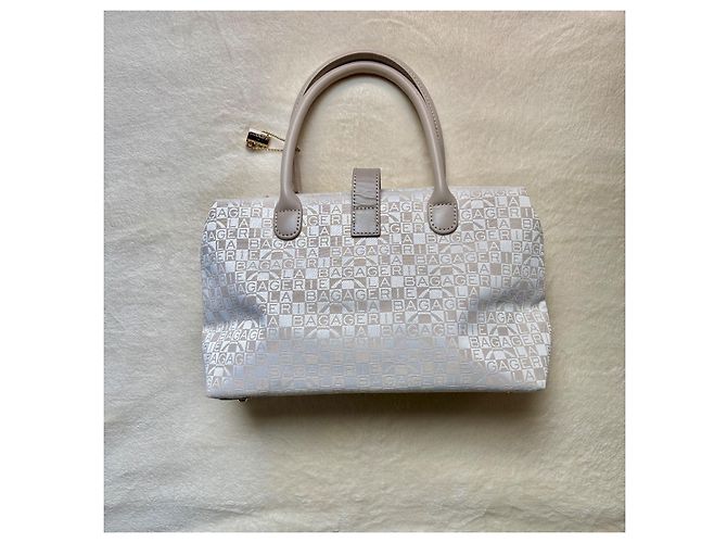 Borsa a mano in pelle monogramma La Bagagerie Bianco Beige - vista 2