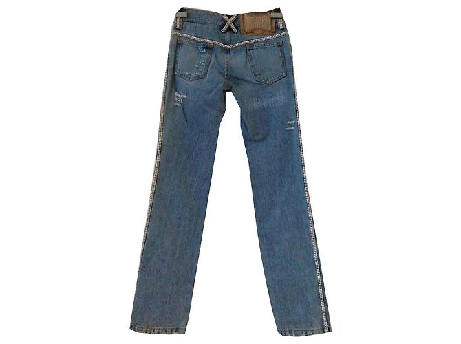 Jeans rectos azul claro Dolce & Gabbana con strass - vista 3