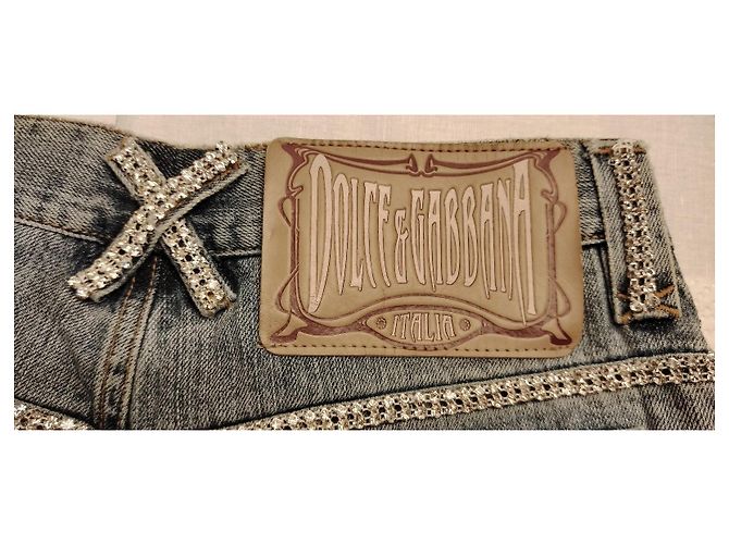 Jeans rectos azul claro Dolce & Gabbana con strass - vista 5
