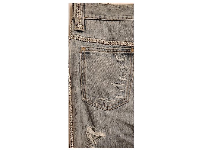 Jeans rectos azul claro Dolce & Gabbana con strass - vista 6