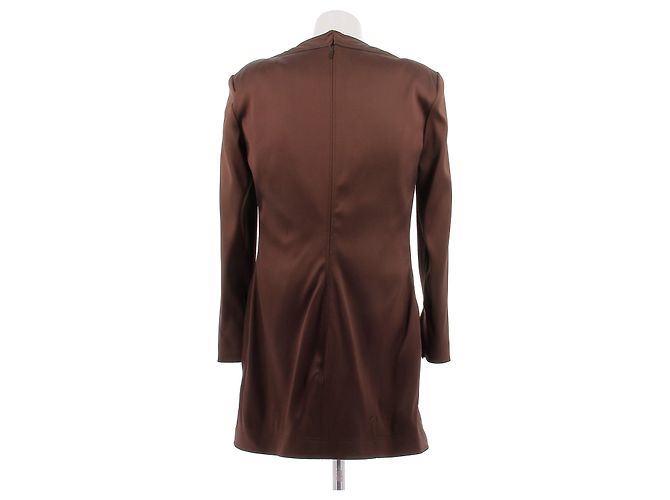 Vestido de seda marrón Saint Laurent Castaño - vista 2
