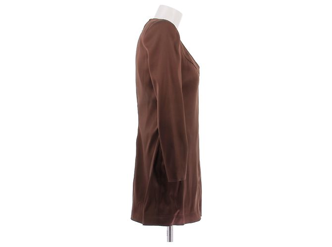 Vestido de seda marrón Saint Laurent Castaño - vista 3