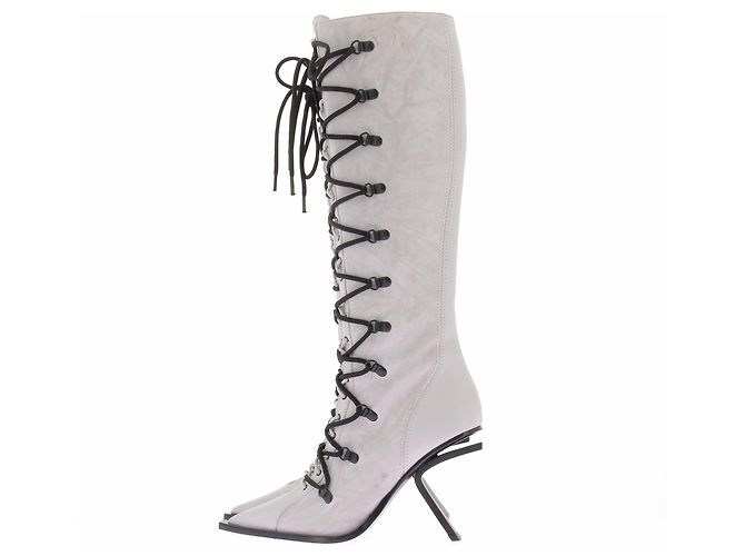 Autre Marque DAMAYA Schnürstiefel aus Leder Weiß Größe 38 - Ansicht 2