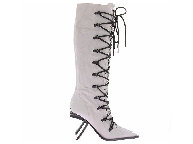 Autre Marque DAMAYA Schnürstiefel aus Leder Weiß Größe 38 - Ansicht 3