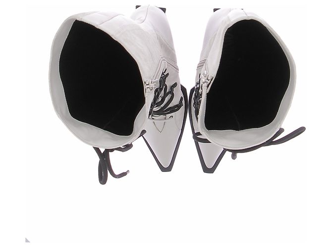 Autre Marque DAMAYA Schnürstiefel aus Leder Weiß Größe 38 - Ansicht 6
