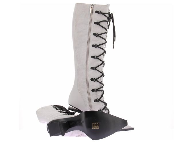 Autre Marque DAMAYA Schnürstiefel aus Leder Weiß Größe 38 - Ansicht 7
