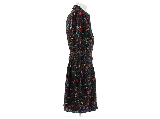 Saint Laurent Buntes Sternenkleid Schwarz - Ansicht 3