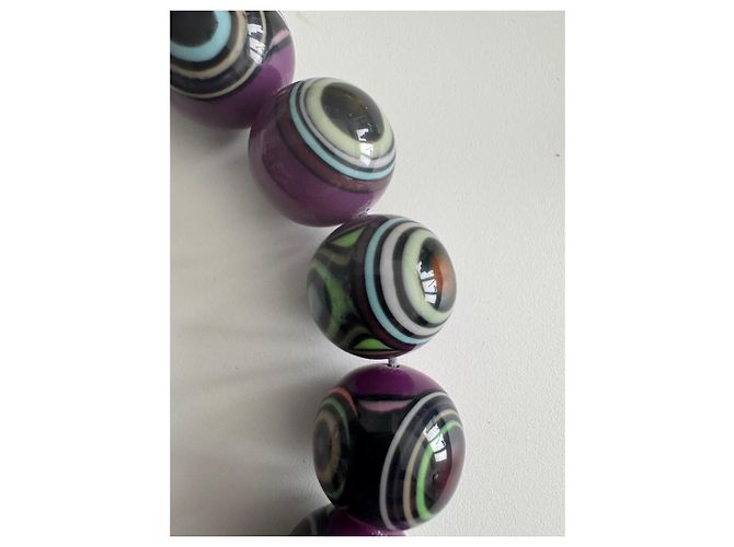 Autre Marque Collana Sobral Perle Viola Motivi Geometrici Multicolore Porpora Viola scuro - vista 3