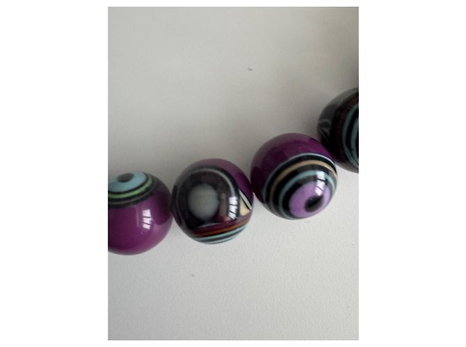 Autre Marque Collana Sobral Perle Viola Motivi Geometrici Multicolore Porpora Viola scuro - vista 4
