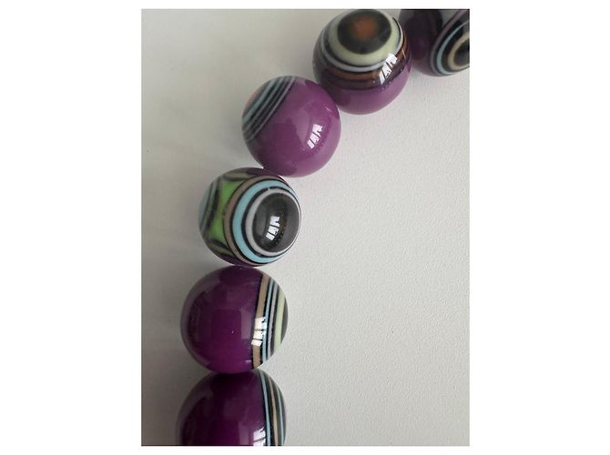 Autre Marque Collana Sobral Perle Viola Motivi Geometrici Multicolore Porpora Viola scuro - vista 5