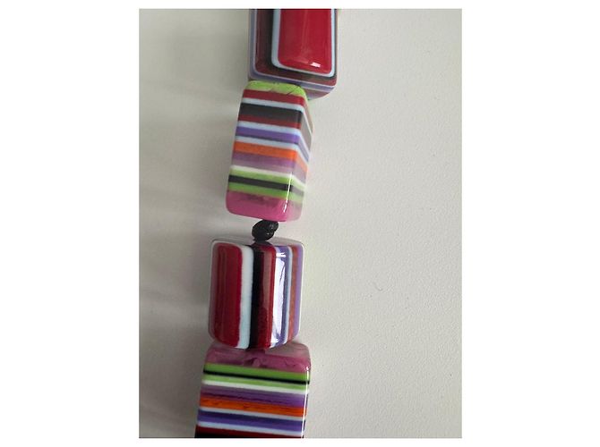 Autre Marque Collana in resina Sobral Jackie Brazil a righe Nero Rosa Bianco Rosso Blu Multicolore Verde Arancione Porpora - vista 3