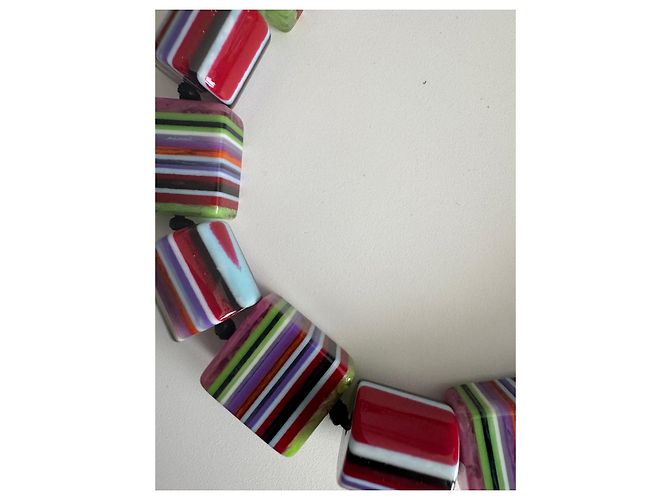 Autre Marque Collana in resina Sobral Jackie Brazil a righe Nero Rosa Bianco Rosso Blu Multicolore Verde Arancione Porpora - vista 4
