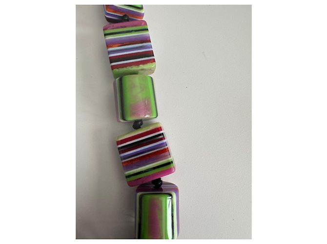 Autre Marque Collana in resina Sobral Jackie Brazil a righe Nero Rosa Bianco Rosso Blu Multicolore Verde Arancione Porpora - vista 5