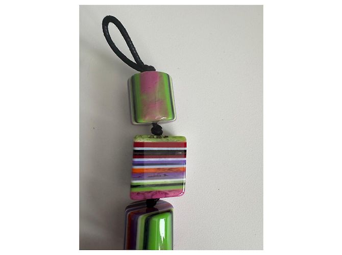 Autre Marque Collana in resina Sobral Jackie Brazil a righe Nero Rosa Bianco Rosso Blu Multicolore Verde Arancione Porpora - vista 6