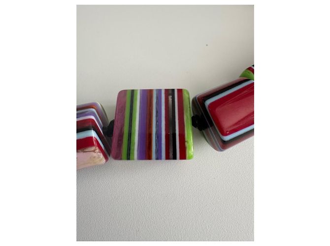 Autre Marque Collana in resina Sobral Jackie Brazil a righe Nero Rosa Bianco Rosso Blu Multicolore Verde Arancione Porpora - vista 7