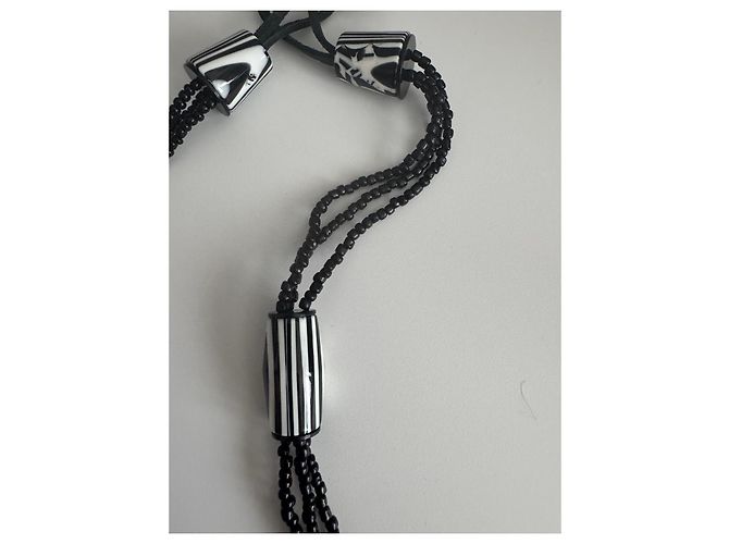 Autre Marque Collana Sobral in resina e perle di vetro Nero Bianco Multicolore - vista 4