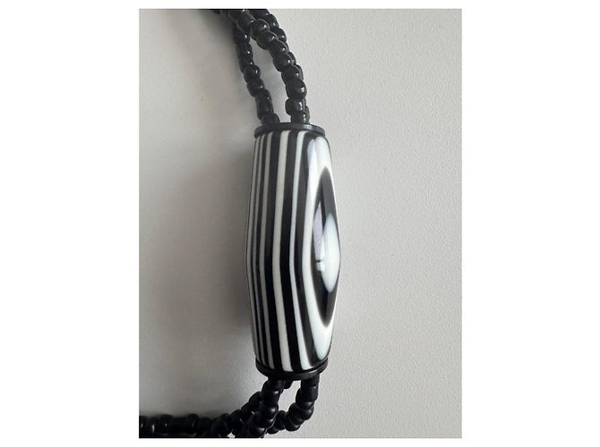Autre Marque Collana Sobral in resina e perle di vetro Nero Bianco Multicolore - vista 5